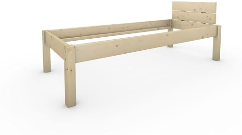 TUGA - Holztech Naturprodukt MASSIVHOLZBETT DAYBETT MASSIV Holz Bett HOLZBETT FSC 300Kg 80 x 200cm unbehandelt EXTRA HÖHE 48cm