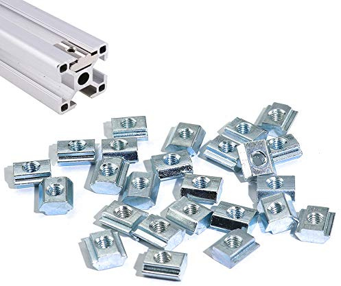 Boeray 50pcs M4 Slide in T Nut Tee Sliding Nut for Aluminum Extrusion with Profile 2020 Sereis Slot 6mm
