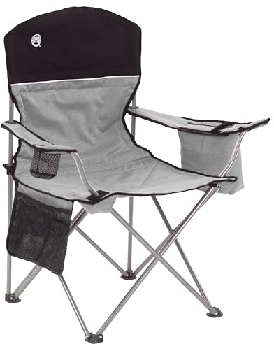 Coleman Portable Camping Chair with 4-Can Cooler, Cushioned Seat & Back with Side Pockets & Cup Holder, Carry Bag Included, Great for Camping, Tailgating, Firepits, Patio, & More