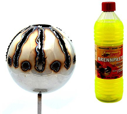 Gebrüder Lomprich Gartenfackel Feuerkugel – Sonne XL + 1Liter Brennpaste
