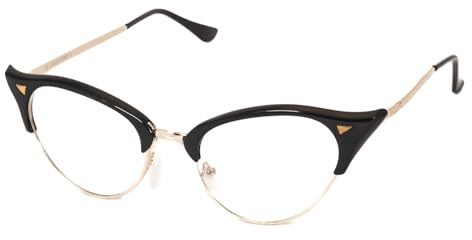KISS EXPLOSIVE Damenbrille – Cat-Eye-Rahmen aus Goldmetall & Schwarzem Polycarbonat – Elegantes Design mit Raffinierten Details – Anspruchsvoller Stil für Schicke & Glamouröse Looks
