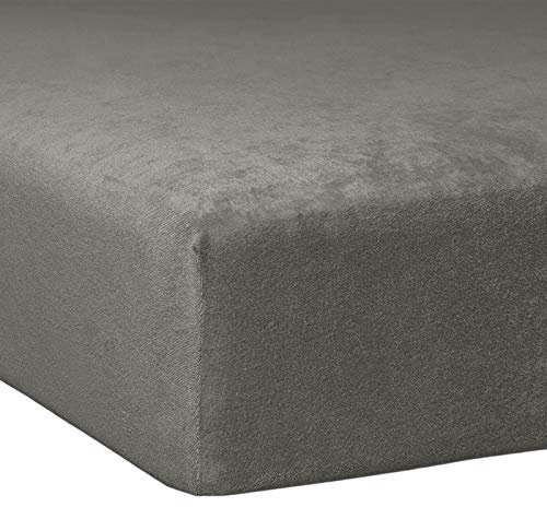 TRAUMSCHLAF kuschelig weiches Flausch Biber Spannbettlaken mit Rundumgummi, Gute Formstabilität - in weiteren Größen, Farben 180x200 cm - 200x200 cm, Schiefer