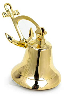 Nagina International 6 Brass Wall Anchor Bell - Nautical Décor Premium Spotless Pristine Polished Bell