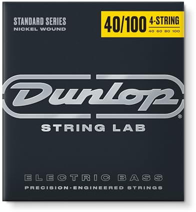 Cordes pour guitare basse Dunlop DBN40100 Nickel Light 4 cordes 40-100 en acier inoxydable