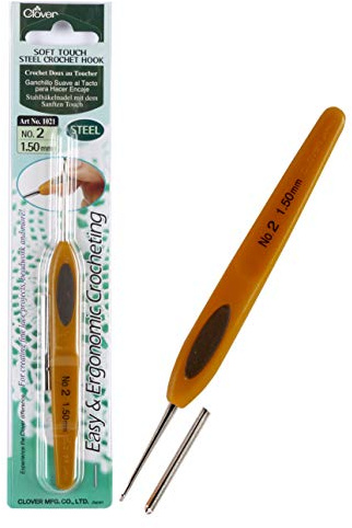 Clover Soft Touch Steel Crochet Hooks Size 2 (1.50mm) Craft Supplies, Each