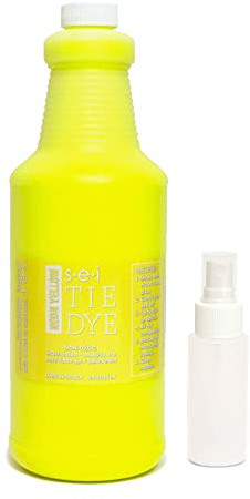 SEI Neon Yellow Tie Dye Kit, Fabric Dye for Large Groups – 1 Quart (32 oz), Pre-Mixed Tye Dye, Water Based Clothes Dye for T-Shirts, Summer Activities, Birthday Parties
