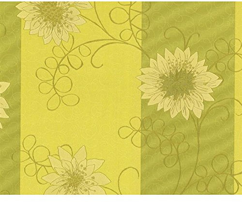 Vliestapete klassisch gestreift Blumen grün