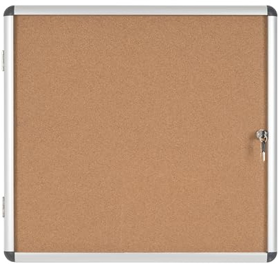 Bi-Office Vitrine d'Affichage Interieur en Liège Enclore, Tableau d'Affichage Verrouillable, 720 x 674 mm, 6 x A4