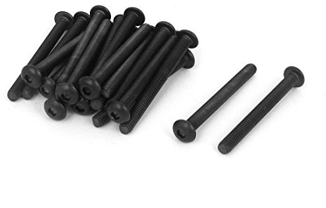 sourcing map M4 x 40mm 0,7mm Hauteur Acier Allié Vis Hex Tête Creuse 20Pcs Noir