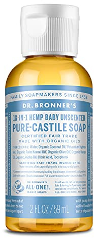 Dr. Bronner's Bébé Bio Savon Liquide Pure-Castile non Parfumé, 59 ml