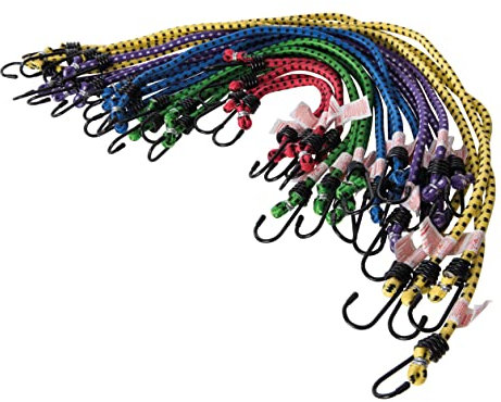 Silverline Bungee Cord Set – 20 Piece Assorted Elastic Straps with Steel Hooks for Luggage & Cargo Securing (759497)