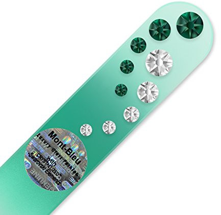 Mont Bleu Handgefertigte Glasnagelfeile von Hand dekoriert mit crystals from Swarovski - Klein und handlich, Tschechische Kristallnagelfeile, Echtem gehärteten Glas aus Tschechien
