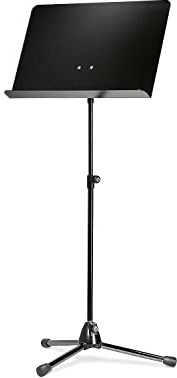 K&M 118/1 Orchesternotenpult Schwarz – Ausziehbarer Notenständer 68 – 121 cm – klappbare Aluminium-Platte