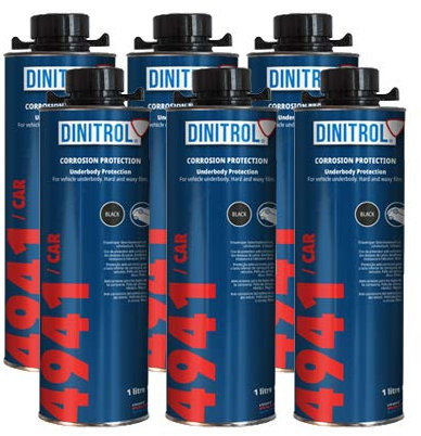 Dinitrol 4941 – Schwarzer Unterbodenwachs, 6 Dosen à 1 Liter (mit Sicherheits-Schraubdeckel)