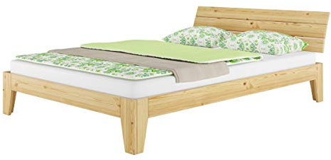 Erst-Holz Futonbett Kiefer massiv Doppelbett Ehebett Bettrahmen 140x220 Überlänge mit Rollrost 60.62-14-220