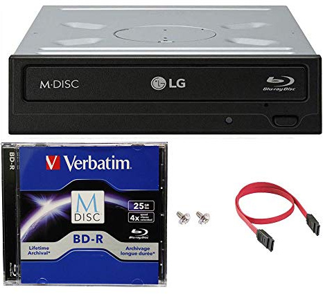 LG WH14NS40 14X Blu-ray BDXL DVD CD Internal Burner Drive Bundle with Free 25GB M-DISC BD + SATA Cable + Mounting Screws