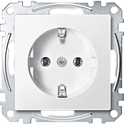 Merten Schuko-Steckdose, Schraub-Liftklemmen, System M, polarweiß, MEG2401-0419