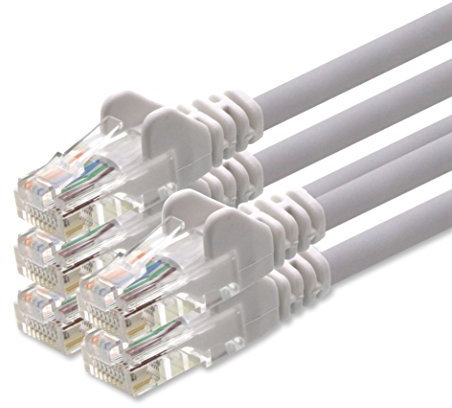 1aTTack CAT5 UTP Netzwerk-Patch-Kabel mit 2x RJ45 Stecker Set weiss 5 - Stück - 2m