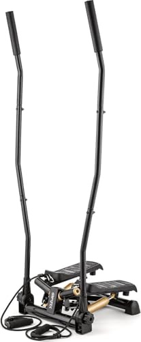 Gymtek Stepper, Drehstepper mit Haltegriffen & Expanderbänder - mit LCD-Bildschirm, Schrittzähler und Kalorienzähler - Fitness, Pilates, Workout