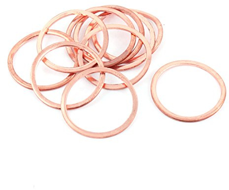 uxcell uxcell10pcs 36mm x 30mm x 2mm Flat Ring Copper Crush Washer Sealing Gasket Fastener