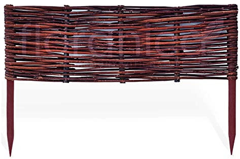 Floranica 1 Stück Beetbegrenzung aus Weide 60 cm x 60 cm Rasenkante aus Weidengeflecht Beeteinfassung Rasenkante Beetzaun Weidenzaun Palisade Abtrennung von Blumenbeetwegen Gartenbeeten