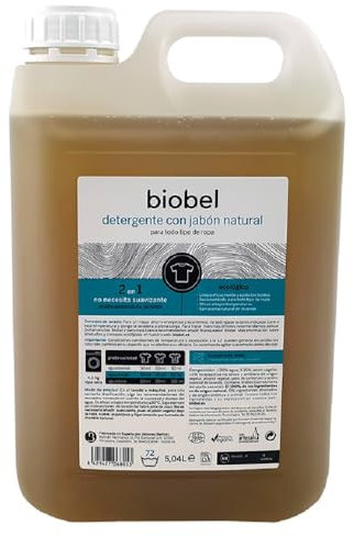 Biobel - Detergente Ecológico con Aceite Esencial de Lavanda - 5 L - Enriquecido con Jabón Natural - Ayuda a Cuidar, a Suavizar y a Perfumar las Prendas - No Contiene Pictogramas - Producto Vegano