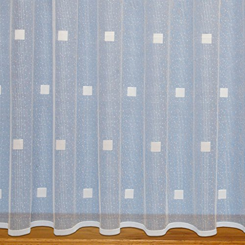 John Aird Squares White Net Curtain - Width Sold By The Metre (Drop: 54 (137cm))