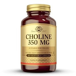 Solgar Choline 350mg - Healthy Liver Function - Supports Fat Metabolism - Essential Micronutrient - Vegan - 100 Vegetable Capsules