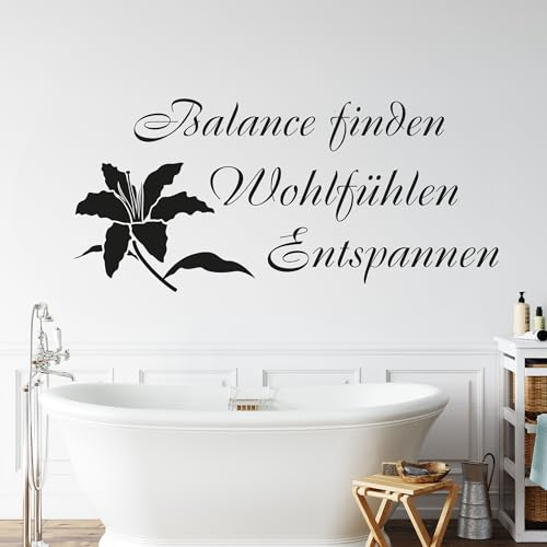 GRAZDesign Wandtattoo Bad Sprüche Balance finden Wandaufkleber Bad Deko - 88x40cm / 010 weiss
