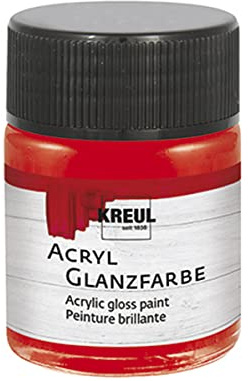 Kreul 79505 - Pintura acrílica brillante, tarro de 50 ml en rojo, pintura acrílica lisa brillante para colorear y hacer manualidades, a base de agua, resistente a la saliva, de secado rápido y opaca