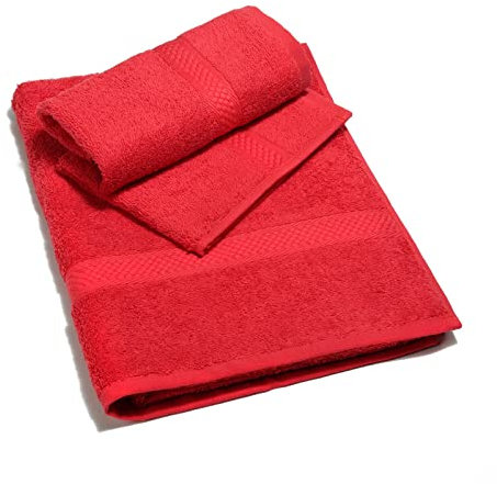Caleffi Minorca Asciugamano con Ospite, Cotone , Rosso, Standard, 26724