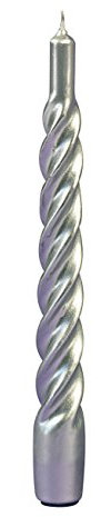 Cereria di Giorgio Risthò Candele Tortiglione Laccate, Cera, Argento, 2.2x2.2x21 cm, 6 unità