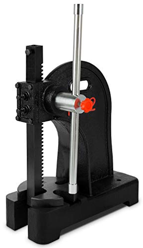 EBERTH Pressa a Cremagliera con Forza di Pressatura di 2T, Fino a un'altezza del Pezzo di 190 mm, Pressa Manuale a Cremagliera, Piastra di Base Regolabile in 4 Posizioni, Pressa Manuale Officina