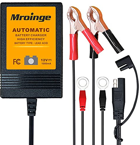 Trickle Charger 12V 1000mA Smart Battery Charger & Maintainer and Automatic Float Charger for Motorcycle, ATV, Lawnmowers and More