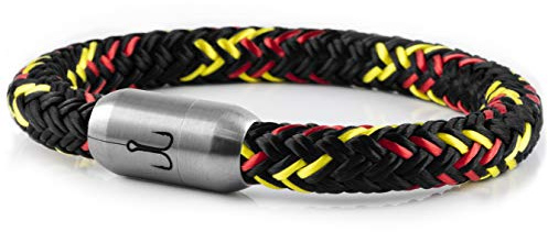 Fischers Fritze Armband Segeltau Fan Makrele Deutschland schwarz rot gelb - Handgemacht im Geschenkkarton I Maritim & Wasserfest