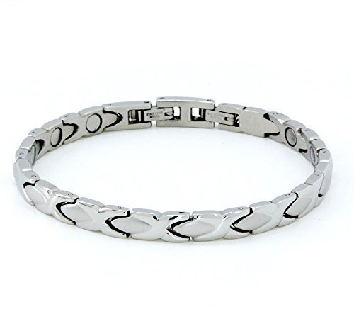 Exklusives Elegantes Wellness Edelstahl Magnetarmband Victoria Silber Hochglanz und matt poliert Energetix 4you 8011 XS