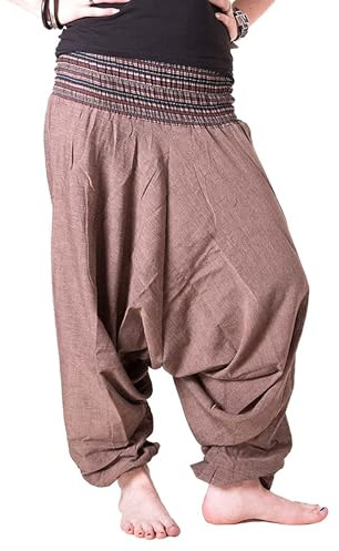 Vishes - Haremshose mit gestreiftem oder farbigem Bund - Unisex - Alternative Bekleidung für Damen und Herren