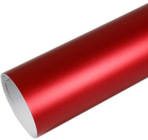 Rapid Teck® 15,79€/m Premium MATT Chrom Rot - 5m x 1,52m - Blasenfrei mit Luftkanälen - Auto Folierung - Car Wrapping Folie - Schwarze Folie Auto