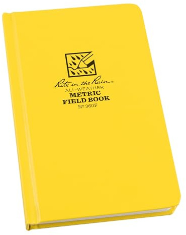 Rite in the Rain Allwetter Hardcover Notizbuch, 4 3/4 x 7 1/2, gelber Einband, Universalmuster (Nr. 370F) Metrisches Feld gelb