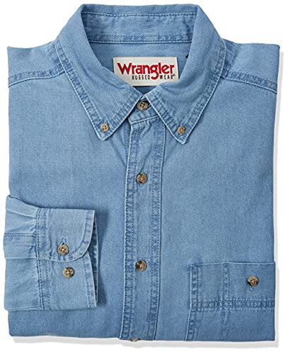 Wrangler Men's Denim Shirt Shirt, Blue, M