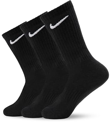 Nike Everyday Lightweight Crew Trainings Socks (3 Pairs), Calcetines Hombre, Negro (black/White), 46–50 (Talla del fabricante: XL)