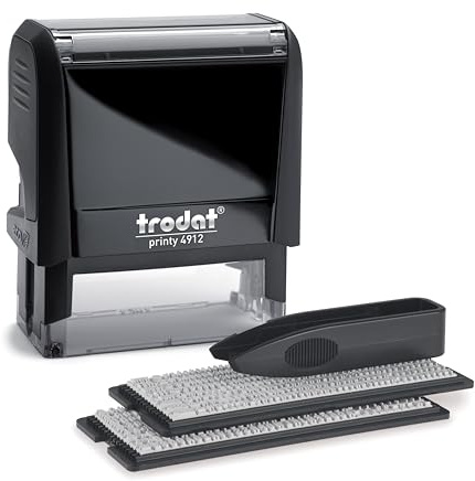 Trodat Printy 4911 Self Inking DIY Stamp Kit –, Black, 3/4” x 1-7/8”