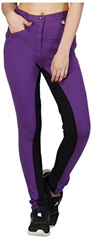 Pantalones de Señora Jodhpurs para Montar a Caballo, Elásticos, Suaves, Todas Las Tallas y Colores - Algodón y Spandex, ES 44/86 cm, Morado/Negro