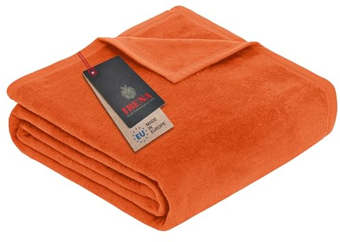 Ibena Porto Kinderdecke 100x150 cm - weich, warm & waschbar, kleine Kuscheldecke für Kinder orange