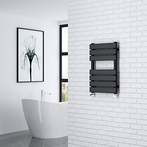 NRG 650x400 Flat Panel Heated Towel Rail Bathroom Rad Radiator Black