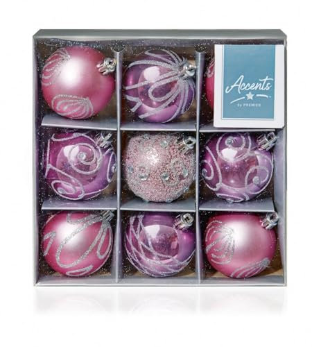 Juego de 9 Bolas de Navidad Rosa 6 cm