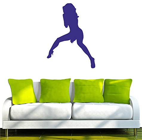 INDIGOS UG - Wandtattoo Wohnzimmer - Wandaufkleber Frau Girl 120x90 cm blau w489 - Aufkleber Kinderzimmer Schlafzimmer Küche Badezimmer Büro Dekoration