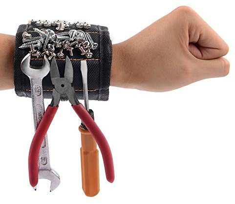 GOOACC Pulsera magnética con 15 imanes Fuertes para Sujetar Tornillos, Clavos, Brocas de sujeción, Herramientas de sujeción, manitas, Padre, Padre, Marido, Novio, Hombres y