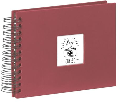 Hama Fotoalbum 24x17 cm (Spiral-Album mit 50 schwarzen Seiten, Fotobuch mit Pergamin-Trennblättern, Album zum Einkleben und Selbstgestalten) bordeaux