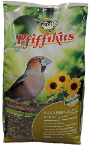 Pfiffikus Solrosfrön randiga 5 kg foder av vilda fåglar ströfoder vinterfoder